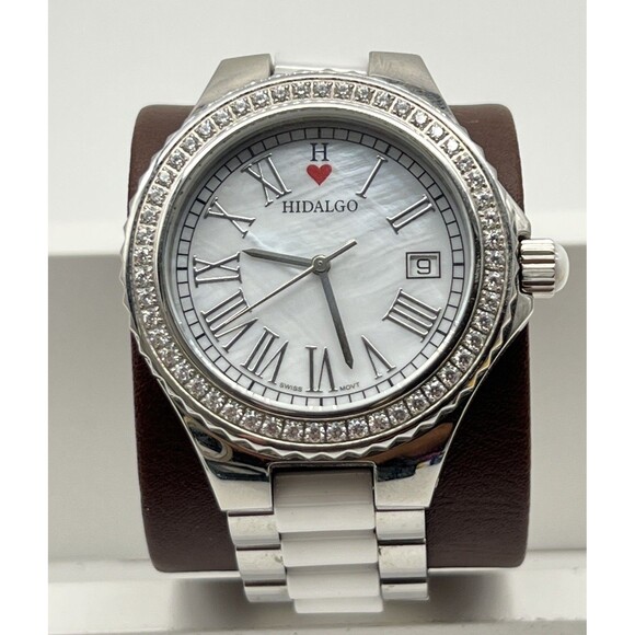 HILDAGO Watch, Ceramic-Stainless Steel-Diamonique CZ Bezel-Mother of Pearl Dial main image 5